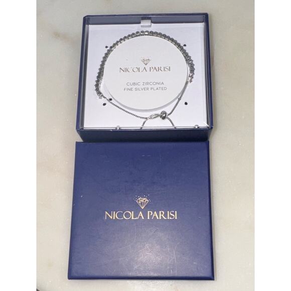 Cubic Zirconia Tennis Bolo Slider Bracelet by Nicola Parisi NIB - Picture 2 of 3